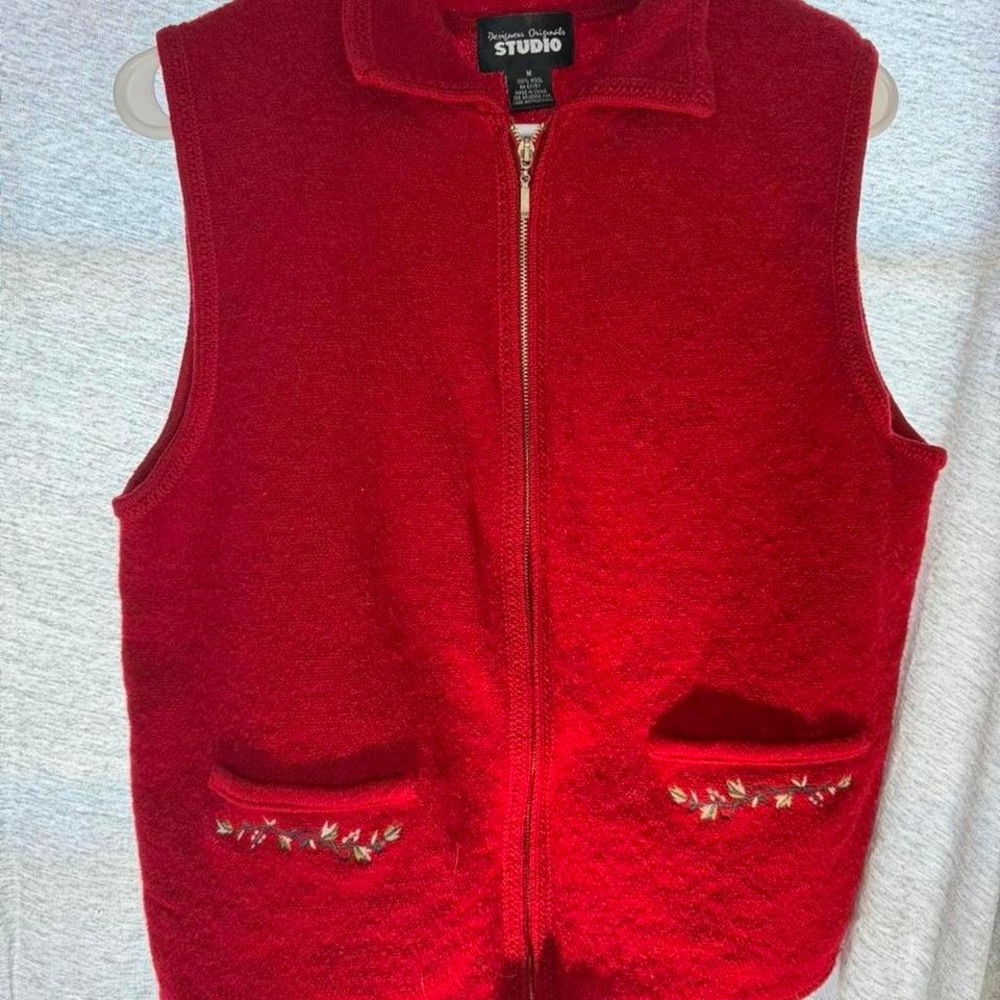 Red wool Studio Vest